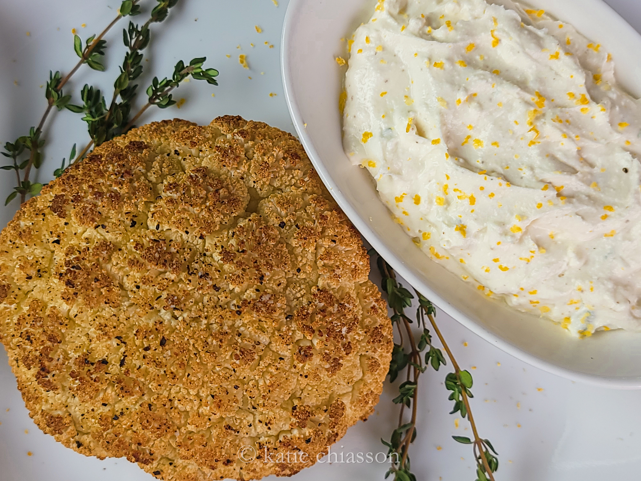 Whole Roasted Cauliflower with Whipped Goat Cheese